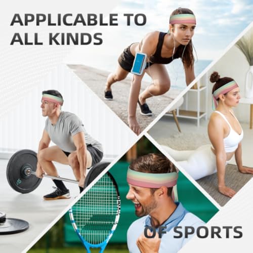 Sports Tie Headband Bandana Running Athletic Sweat Band Elastic Adjustable Sport Head Tie for Men Women Head Ties Ninja Tie Headbands Tennis Sweatbands Soccer Basketball Teams Running Head Band - color: Pink blue gradient