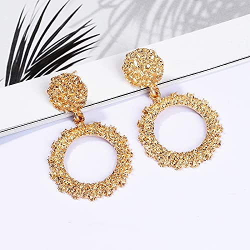 COLORFUL BLING Tribal African National Choker Necklace Snap Leather Chunky Large Punk Gothic Collar Flamboyant Earrings Bracelet Jewelry Set for Women Costume Accessories - style: 4pcs Gold A