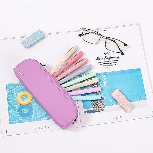 Mr. Pen- Silicone Pencil Case, Aesthetic Pencil Bag for Women, Makeup Pouch | Multifunctional Pouch for Stationery, Cosmetics and Electrical Goods Storage - color: Dusty Pink