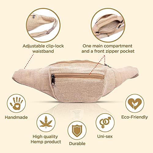 Freakmandu Eco-Friendly Boho Hippie Style Hemp Fanny Pack White Hip Waist Bag for Hiking Running Jogging (Nirvana) - color: Nirvana