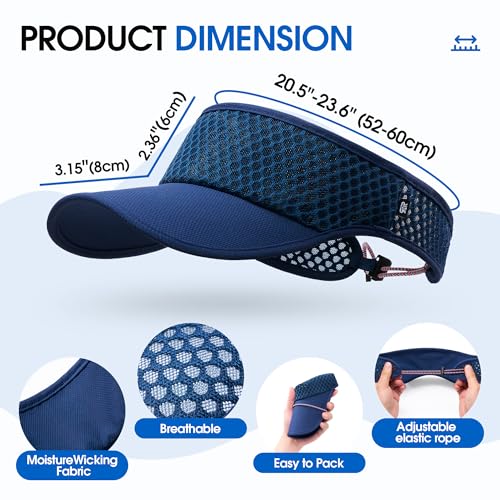 AUSFLUG Sun Visor Hat Men Women - Wide Brim Quick Dry Adjustable Cap, Lightweight for Golf Tennis Pickleball Beach - color: Blue