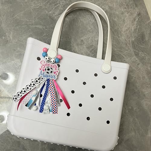 Baseball Softball Soccer Football Volleyball Sports Mom Charms for Bogg Bag Accessories Tassel Backpack Gifts - style: Soccer Mom