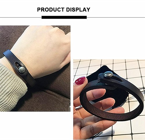 Mens Genuine Leather Bracelet - Handmade Adjustable Leather Cuff Bracelet punk Style leather wrap Wristband for Men - color: A-(Brown + Yellow)