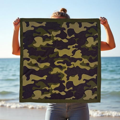 Bandana Single Pack Soft Thin 27 inch Cotton Paisley Extra Large Headwear - color: Camo