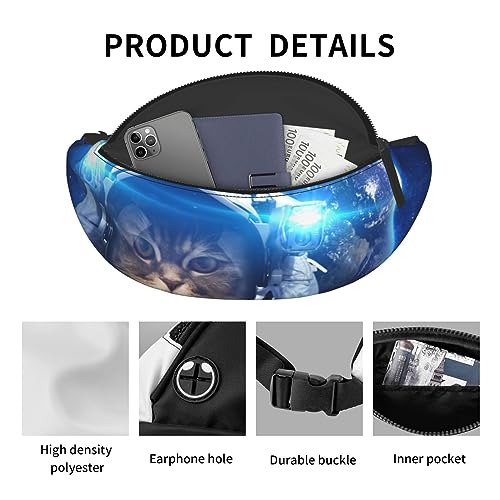 Space Cat Fashion Casual Fanny Pack Waist Bag Men Women Adjustable Belt Waist Bag For Travel Hiking Cycling Running Festival Carnival - color: Black10