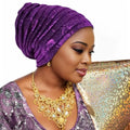 Traditional African Women's Head coverings, Shiny Layered Hats, Nigerian Headscarf, Suitable for Daily wear - color: Purple