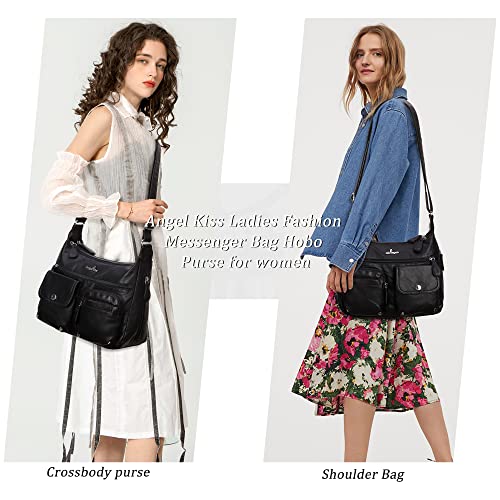 Angel Kiss Crossbody Bags for Women, Ladies Shoulder Handbags and Purses Medium Faux Leather Pocketbooks | Ladies - color: 24-black