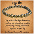 ANAYA AGATE Healing Crystal Bracelet for Women and Men – 8mm Round Beaded Bracelet for Men and Women – Unisex Stretchy Gemstone Bracelet for Healing and Protection - color: Pyrite
