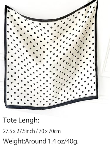 Silky Scarf for Women Lightweight Satin Bandanas Neck Hair Wrap For Sleeping Head Scarves 27.5" - color: A02 White Black Point/27.5"