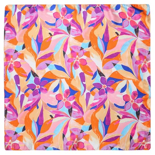 Stlvoll 27.5" Silk Neck Scarf of Women's Fashion Head Scarf Square Neck Satin Scarfs for Bag Hair Scarves Gift - color: Purple/Red/Orange/Blue