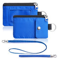 Artpaxy Minimalist Wallet For Mens Womens, Keychain RFID Blocking Zipper Small Wallet with ID Window 2 Lanyards,Water Resistant Travel Cash Card Coin Case Boys Girls - color: Blue, style: Casual