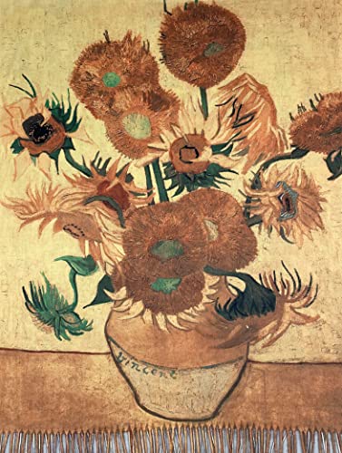 VENVSBEE Reversible Scarf Soft Large Shawl Wrap Blanket Double Sided Art Print Warm Pashmina Stoles Klimt Van Gogh Gifts - color: Art 01