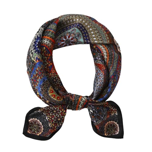 STARWHISPER 100% Pure Mulberry Silk Square Scarf-27''x27 Lightweight Hair Scarves Headscarf Night Sleeping with Gift Packed - color: Colorscape