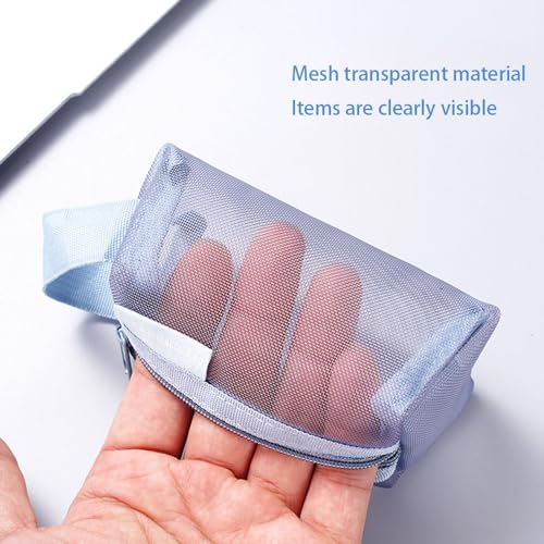 3pcs Portable Square Mesh Storage Bag,Zippered Cosmetic Bag,Small Square Mesh Coin Purse Travel Storage Carry Pouch (Green, Pink, Blue) - color: Green+Pink+Blue