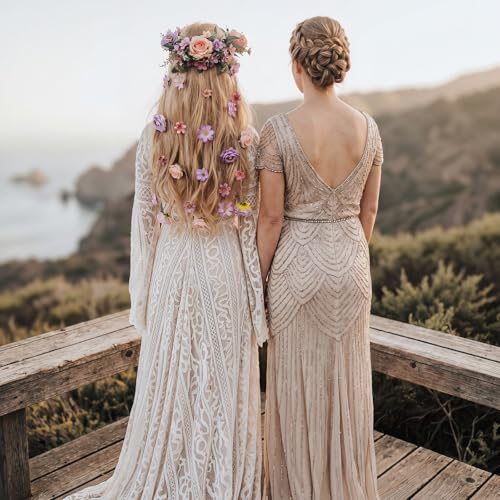 Elegance Bridal Hair Vine Artificial Flower Bridal Headpiece Wedding Hair Accessories Long Vine Wedding Head Piece Accessories - style: Elegance