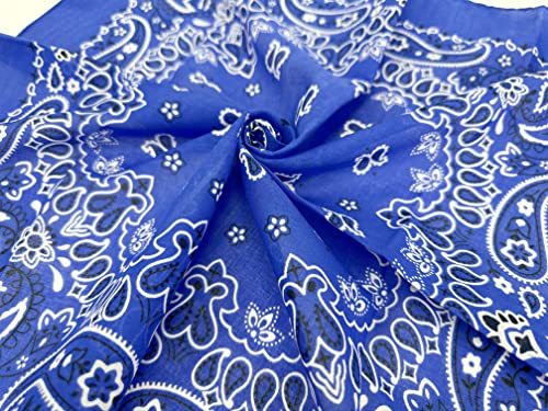 Bandana Single Pack Soft Thin 27 inch Cotton Paisley Extra Large Headwear - color: Royal Blue