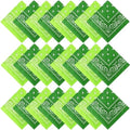 Suhine 24 Pcs Bandanas Bulk for Women Men 22 x 22 Inch Paisley Outdoor Headband Cowboy Handkerchief Summer - color: Fluorescent Green, Grass Green