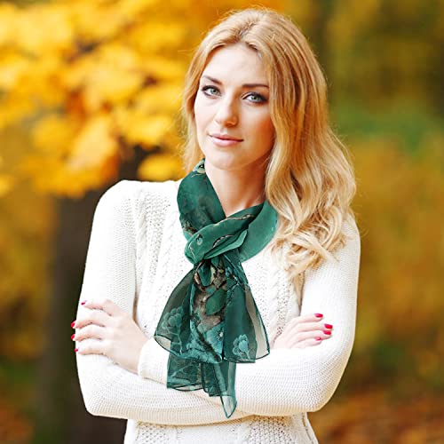 E-Clover Unique Fashion Women's Scarf Chiffon Sheer Scarves for Women Lightweight - color: Green Floral