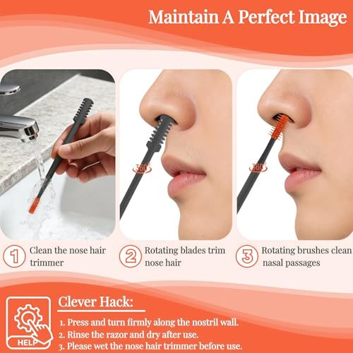 2026 Upgraded 2-in-1 Nasal Hair Cutter, 360° Rotating Double-Sided Blade, Washable Portable Grooming Tool for Men & Women, Travel Essential, (Multicolor-3-Pcs)