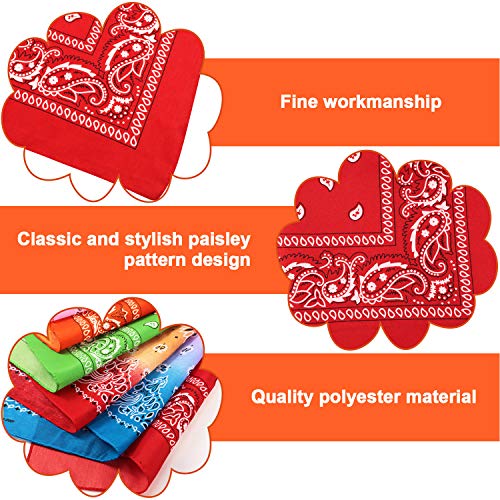 Syhood 24 Pcs Cotton Tie Dye Bandanas Bulk Paisley Bandanas Cowboy Headwrap Scarf Halloween Hiphop Handkerchief for Men Women