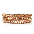 Layered Leather Handmade Bracelet Boho Bohemian Style Multilayer Crystal Glass Natural Stone Beaded Wrap Bracelets Collection for Women - style: BR582