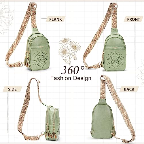 APHISON Small Sling Bag Fanny Packs Cell Phone Purse Vegan Leather Crossbody Bags for Women Chest Bag with Adjustable Strap Green - color: 04-green