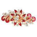 NYKKOLA Women's Multilayered Peacock Shaped Rhinestone French Barrette Hair Clip Red - color: Red