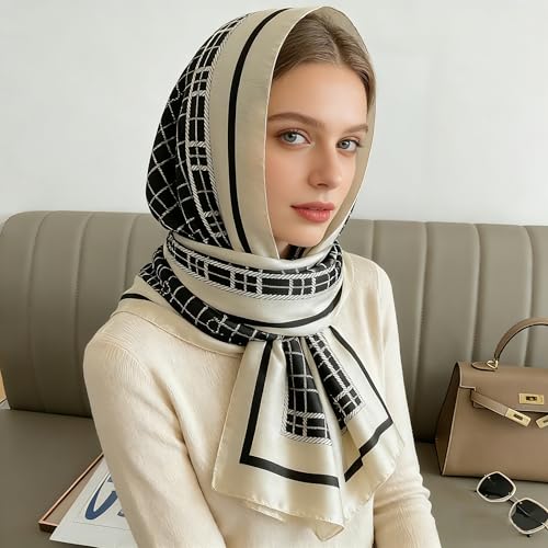 Silk Scarf Mulberry Silk Fashion Scarves Long Lightweight Shawl Wrap … - color: W04