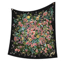 Premium Floral Scarf for Women 35x35 Square Silk Feel-Lightweight Scarves Headscarf Bandanas Wrapping Handbag - color: Black