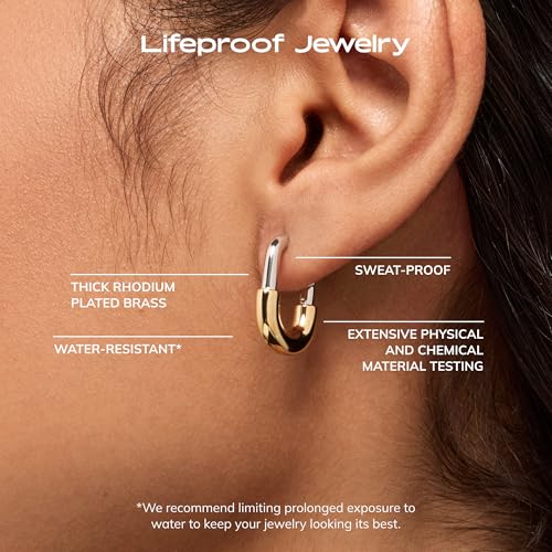 Ana Luisa Rectangle Hoop Earrings - Sterling Silver Base With 14K Gold & Silver Rhodium Plating - Chic, Dainty Mixed Metal Huggie Hoops - Hypoallergenic, Tarnish-Free, and Water-Resistant Hoops - color: Two Tone
