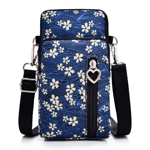 JANKS Small Crossbody Bag for Women - Mini Phone Purses with Crossbody Strap and Wallet - Nylon Arm Bag - color: B-white Flower