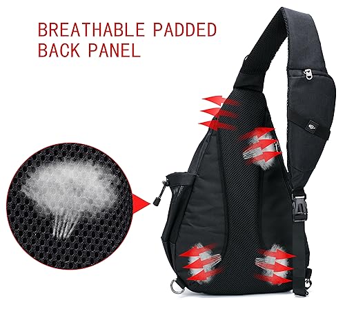 TurnWay Water-Proof Sling bag/Crossbody Backpack/Shoulder Bag with USB Charging Port for Travel, Hiking, Cycling, Camping - color: Black