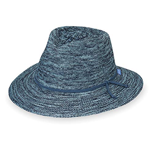 Wallaroo Hat Company Women's Victoria Fedora – UPF 50+ UV Protection, Wide Brim, Packable & Adjustable Sun Hat - color: Mixed Denim, size: Medium