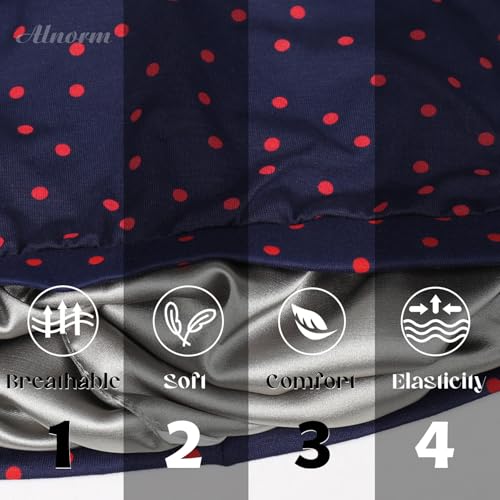 Alnorm Unisex Chic Cap for Natural, Curly Long Hair, Frizzy Hair, or Deadlocks - color: Navy Red Dots