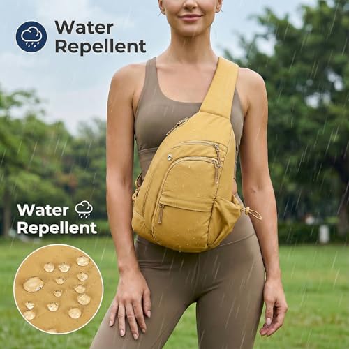 Sling Bag for Women, Anti-Theft RFID Nylon Crossbody Purse with Adjustable Strap for Travel & Shopping - color: Yellow