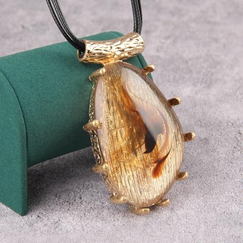 Leather Necklace for Women Large Pendant Hippie Choker Necklace Vintage Sweater Necklace Chunky Boho Necklaces for Women - style: Boho Chunky Necklace