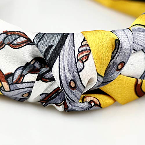 DRESHOW 4 Pack Boho Fashion Turban Headbands for Women Girls Flower Printed Plastic Head Band Vintage Cross Hair Accessories - color: 4 Pack Knot Cloth Wide A