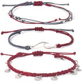 Waterproof String Anklets Cute Beaded Ankle Bracelets Beach Wave Anklet Stainless Steel Coin Boho Ankle Jewelry for Women - color: Wine
