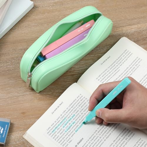 Mr. Pen- Silicone Pencil Case, Aesthetic Pencil Bag for Women, Makeup Pouch | Multifunctional Pouch for Stationery, Cosmetics and Electrical Goods Storage - color: Mint Breeze