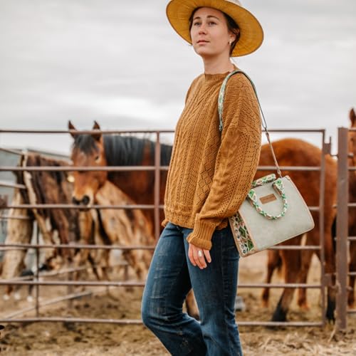 Montana West Wrangler Tote Bag for Women Aztec Western Retro Purse Top Handle Handbags - color: B-aztec-green