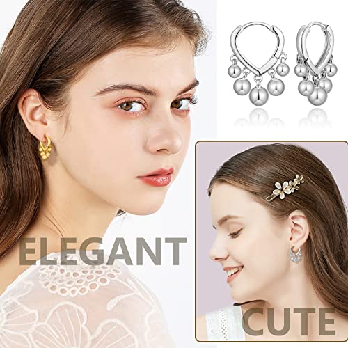 Huggie Earrings for Women 14K Gold Plated Earrings Dainty Statement Sterling Silver Cute Dangle Earring Hypoallergenic Huggie Hoop Earrings for Wome Trendy Prom Party Jewelry Gift - color: 1-silver