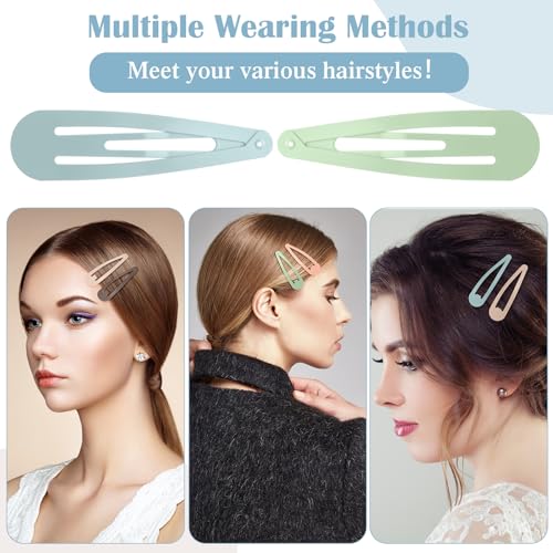 WILLBOND 30 Pieces 3.1 Inch Large Metal Snap Hair Clips Nonslip Barrettes Women Hair Accessories(Fresh Colors) - color: Fresh Colors, style: Minimalist
