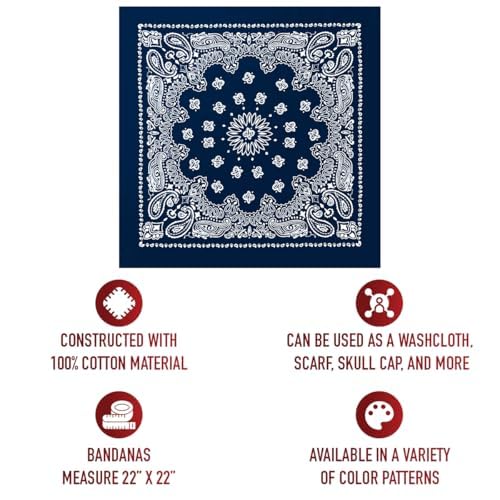 Rothco Trainmen Paisley Bandana - Standard - 22" X 22" - color: Navy Blue