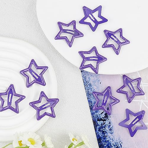 Dark Purple Y2K Star Hair Clips, 10PCS Hair Accessories for Women Girls, Non-slip Hollow Glitter Small Clips for Everyday Fashion and Party - color: Style7