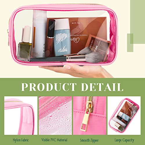 9 Pcs Preppy Clear Makeup Bag DIY Chenille Letter Pouch Large Nylon Makeup Bag Travel Toiletry Zipper Cosmetic Organizer Pouch PVC Bags for Women, 9.5 x 5.1 x 2.8 Inch(Colorful) - color: Colorful