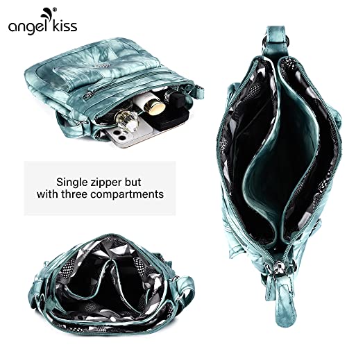 Angelkiss Small Womens Crossbody Bag Leather Shoulder Purse for Women Hobo Bag with Adjustable Shoulder Strap - color: 10green