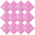 Suhine 12 Pcs Bandanas Bulk for Women Men 22 x 22 Inch Paisley Headband Cowboy Handkerchief Summer Beach Party Costume - color: Pink