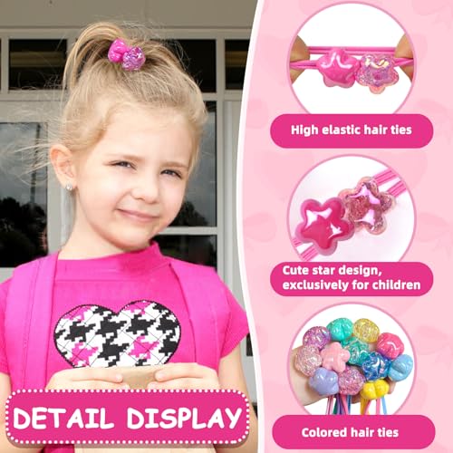 12PCS Ball Charm Hair Ties for Little Girls,Colored Bead Rubber Band Bubble Hair Ties with Balls No Damage Ponytail Holders for Toddler Girls (Light Pink, Purple, Blue, Rose Red, Green,Yellow) - color: Light Pink, Purple, Blue, Rose Red, Green,Yellow