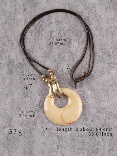 GelConnie Long Necklaces for Women Boho Large Pendant Necklace Casual Bohemian Brown Leather Choker Sweater Circle Statement Stone Necklace - style: Gold White Turquoise Necklace