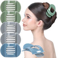 RC ROCHE 6 Pcs Flat Claw Hair Clips for Women Thick Hair French Round Duckbill Square Secure Strong Hold Grip Clamps Barrettes Curved No Slip No Crease Styling Cute Jumbo XL, Large Whispers of Earth - color: (Large) Whispers of Earth